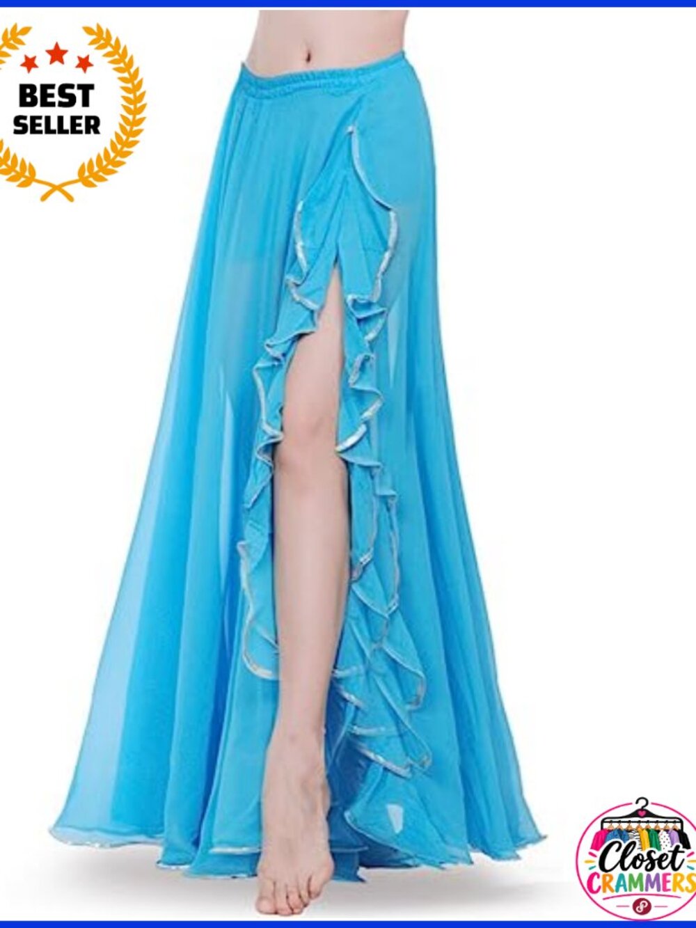 ROYAL SMEELA Chiffon Belly Dance Skirt High Split Ruffle Costume